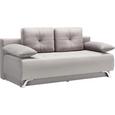 Schlafsofa Grau mit Bettkasten - Chromfarben/Hellgrau, MODERN, Textil/Metall (197/90/94cm) - PREMIUM LIVING