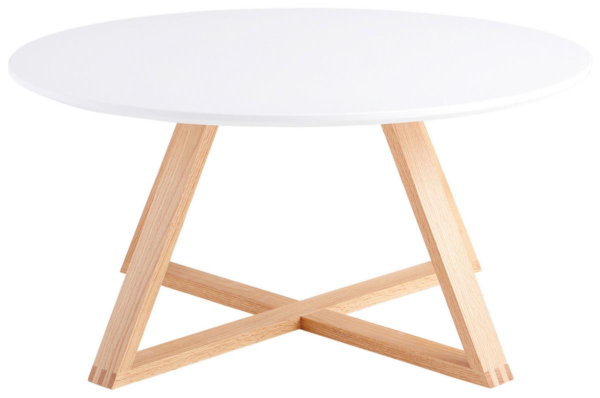 STOLIK KAWOWY MATTEO - kolor dębowy/biały, Modern, materiał drewnopochodny/drewno (80/80/39cm) - MID.YOU