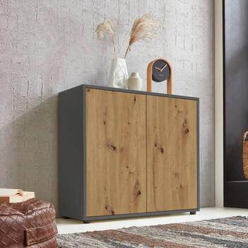 Kommode Mailand Typ 4 Anthrazit/Eiche Artisan - Anthrazit/Schwarz, MODERN, Holzwerkstoff/Kunststoff (79/73/33cm) - MID.YOU