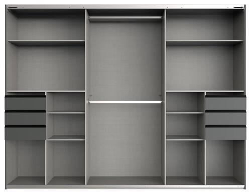 Schwebetürenschrank Saigon in Graphit/Grau/Plankeneiche - Plankeneiche/Graphitfarben, KONVENTIONELL, Glas/Holzwerkstoff (270/208/64cm) - Premium Living