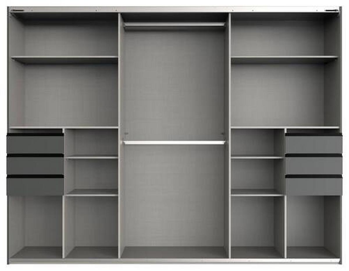 Schwebetürenschrank Saigon in Graphit/Grau/Plankeneiche - Plankeneiche/Graphitfarben, KONVENTIONELL, Glas/Holzwerkstoff (270/208/64cm) - Premium Living