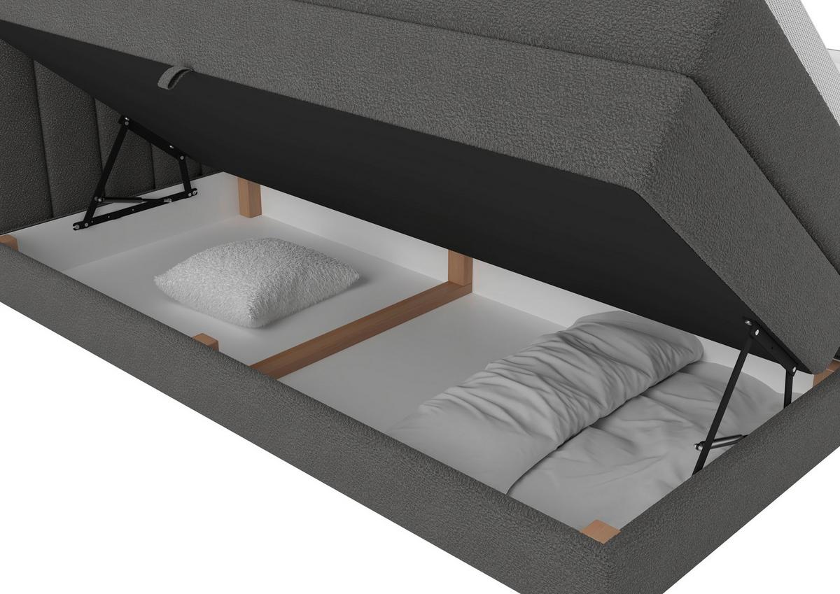 Boxspringbett Lina Anthrazit ca. 180x200cm - Anthrazit, KONVENTIONELL, Holz/Holzwerkstoff (180/200cm) - Premium Living