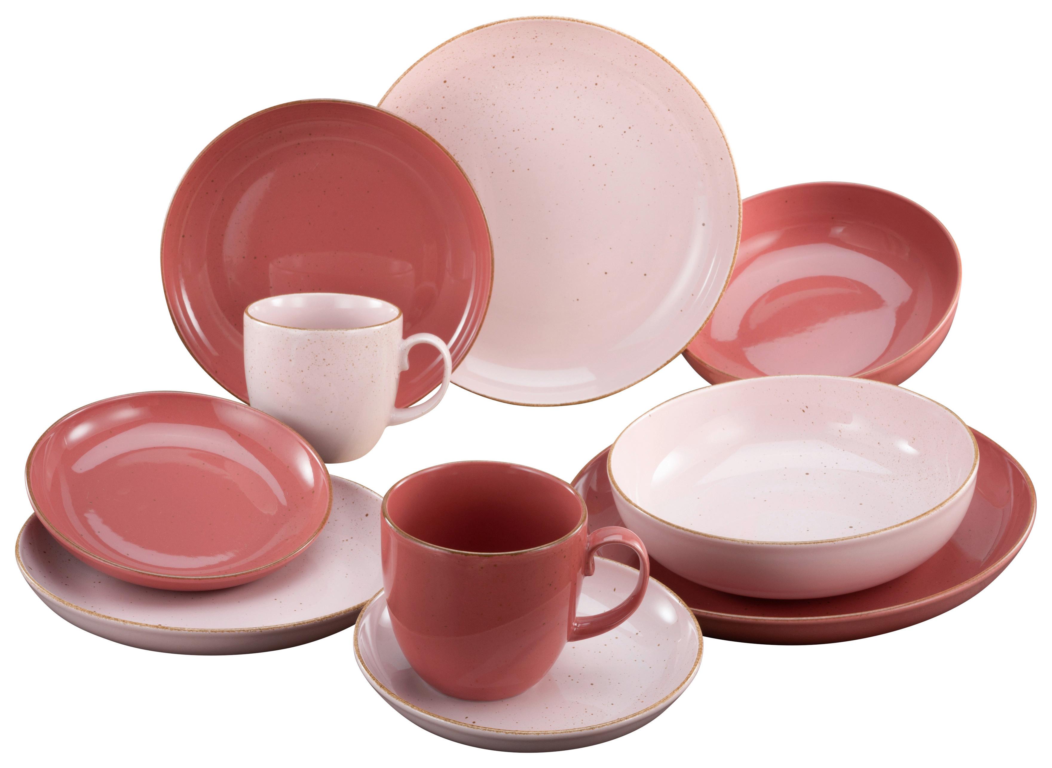 Kombiservice Giardino in Rosa, 10-teilig - Rotbraun/Rosa, KONVENTIONELL, Keramik (37,5/23/30,5cm) - Creatable