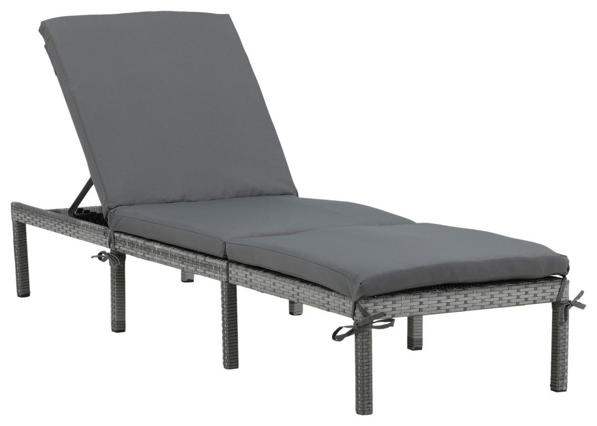 Gartenliege Bilbao ca. 59x84x198 cm Grau - Grau, KONVENTIONELL, Kunststoff/Textil (59/84/198cm) - Gardenson