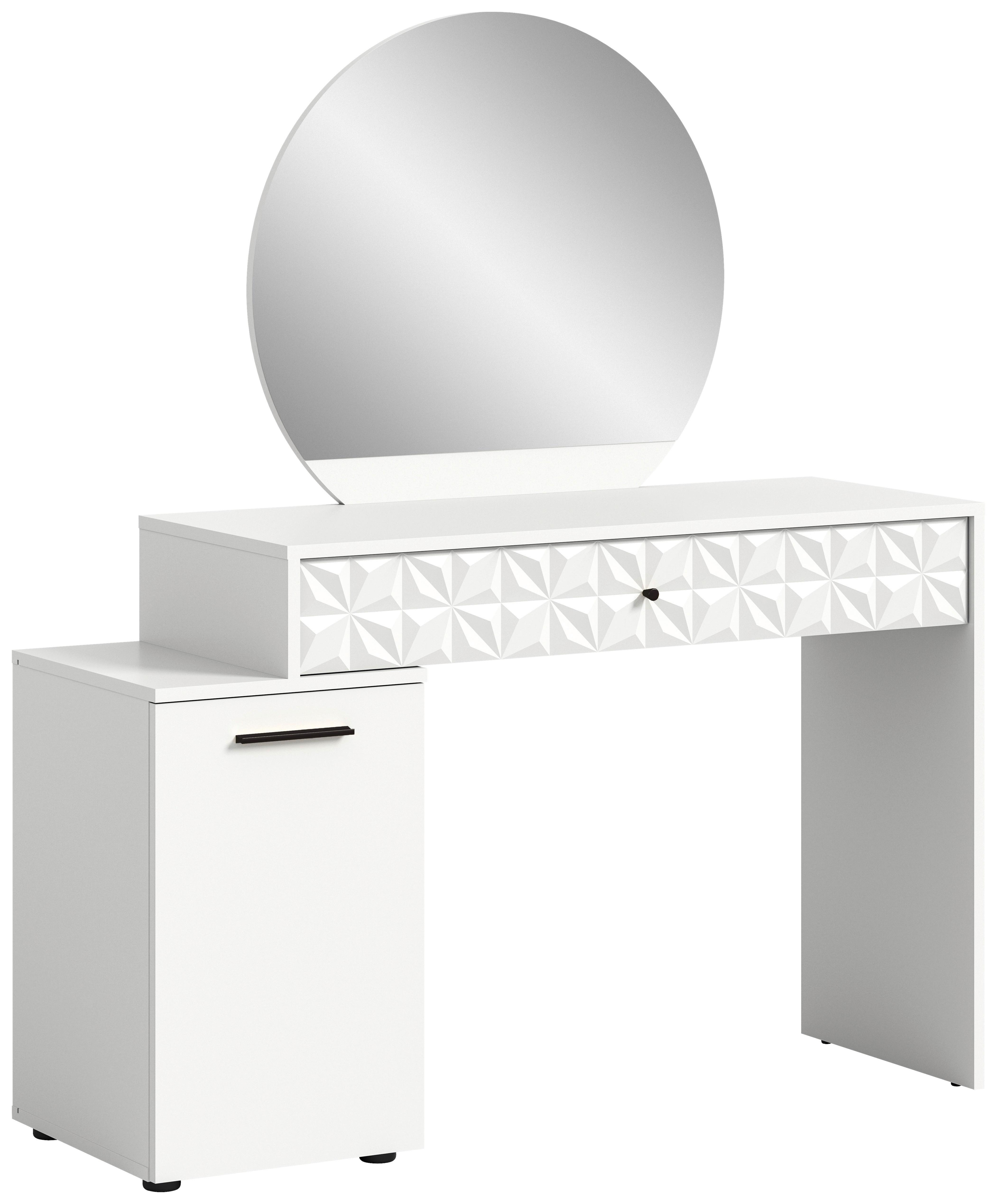 Kozmetična Miza Prisma, 117x138 Cm, Bela - bela/visoki sijaj, Design, umetna masa/leseni material (117/138/42cm) - MID.YOU