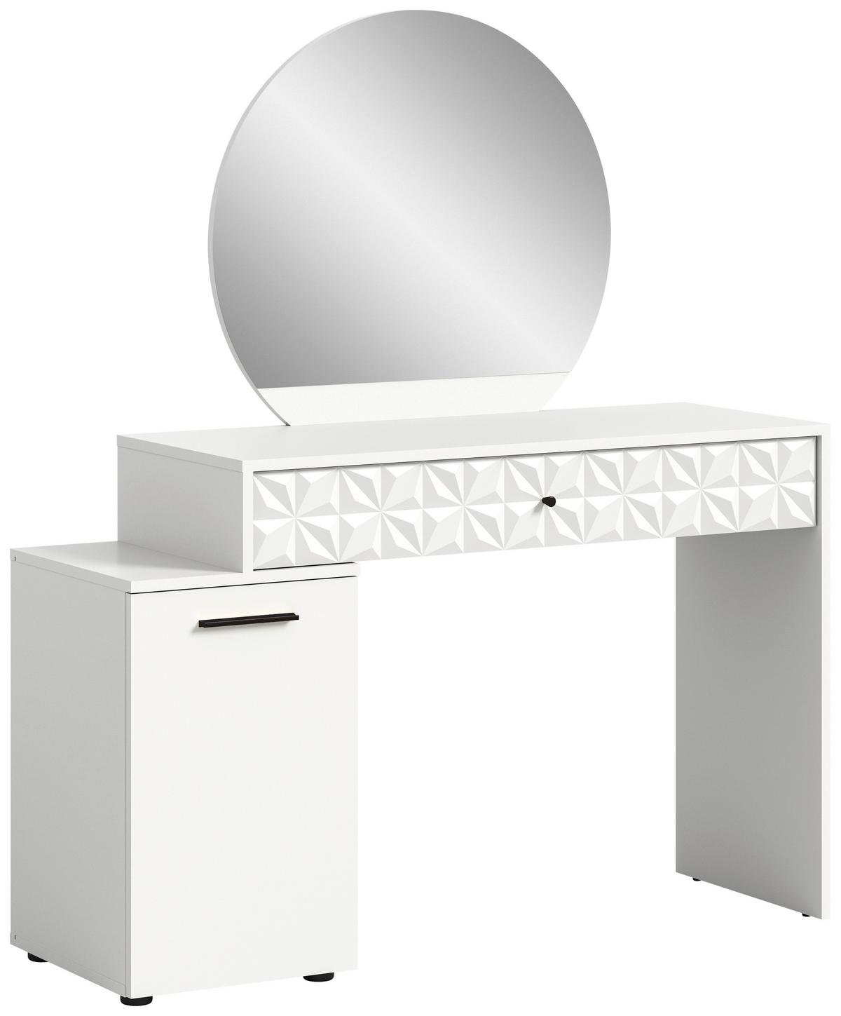 Toaletni Stolić Prisma - bijela/bijela visoki sjaj, Design, drvni materijal/plastika (117/138/42cm) - Modern Living