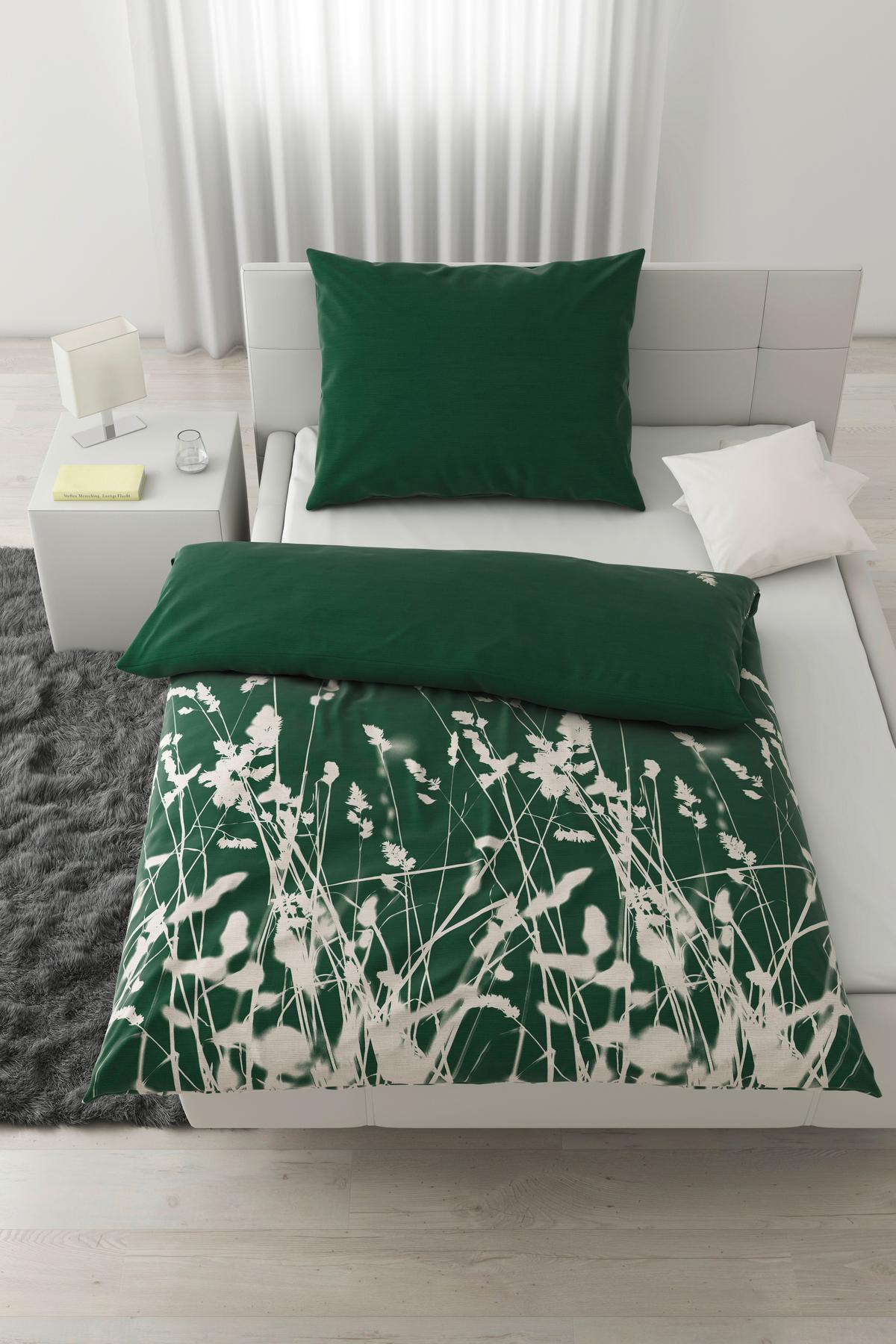 BETTWÄSCHESET EMILIA - Grün, Natur, Textil (160/210cm) - Modern Living