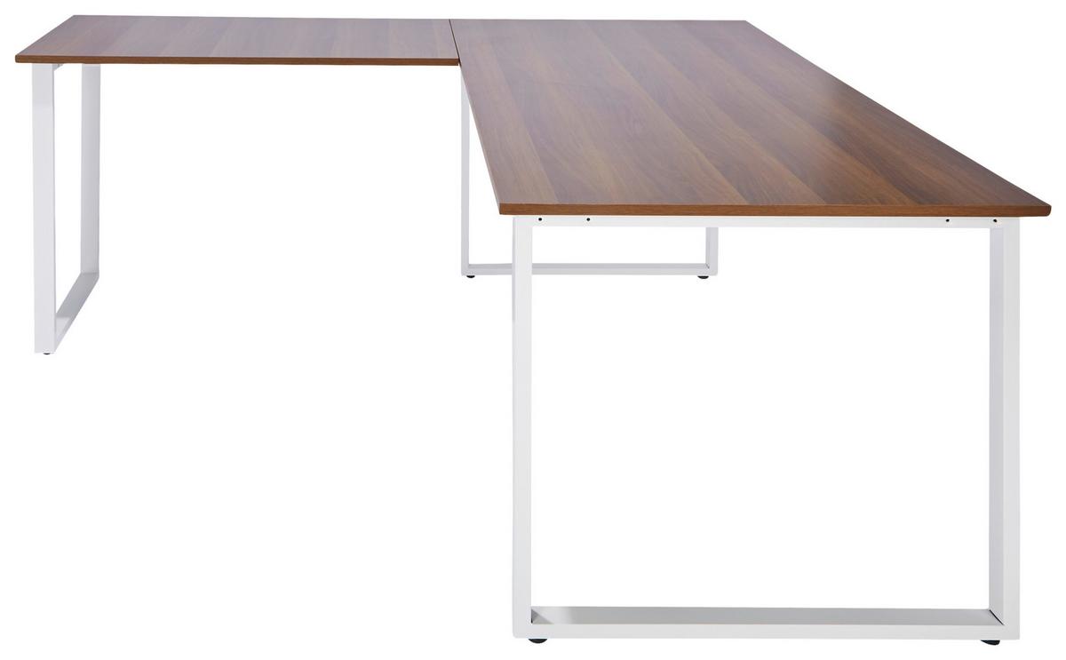 Kotna Pisalna Miza Workspace Xl I, Oreh - barva oreha/bela, Basics, kovina/leseni material (180/180/75,5cm) - MID.YOU