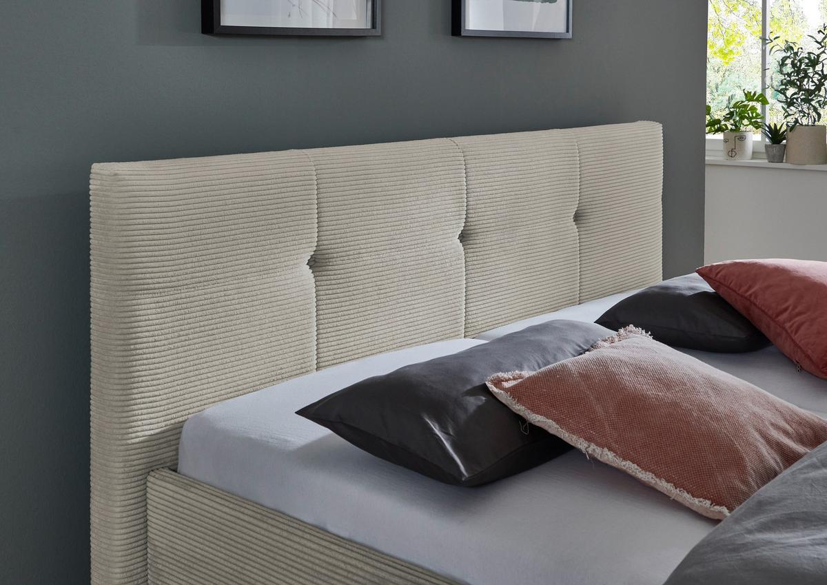 Polsterbett Meila in Beige ca. 180x200cm - Eichefarben/Birkefarben, KONVENTIONELL, Holz/Textil (180/200cm) - Premium Living