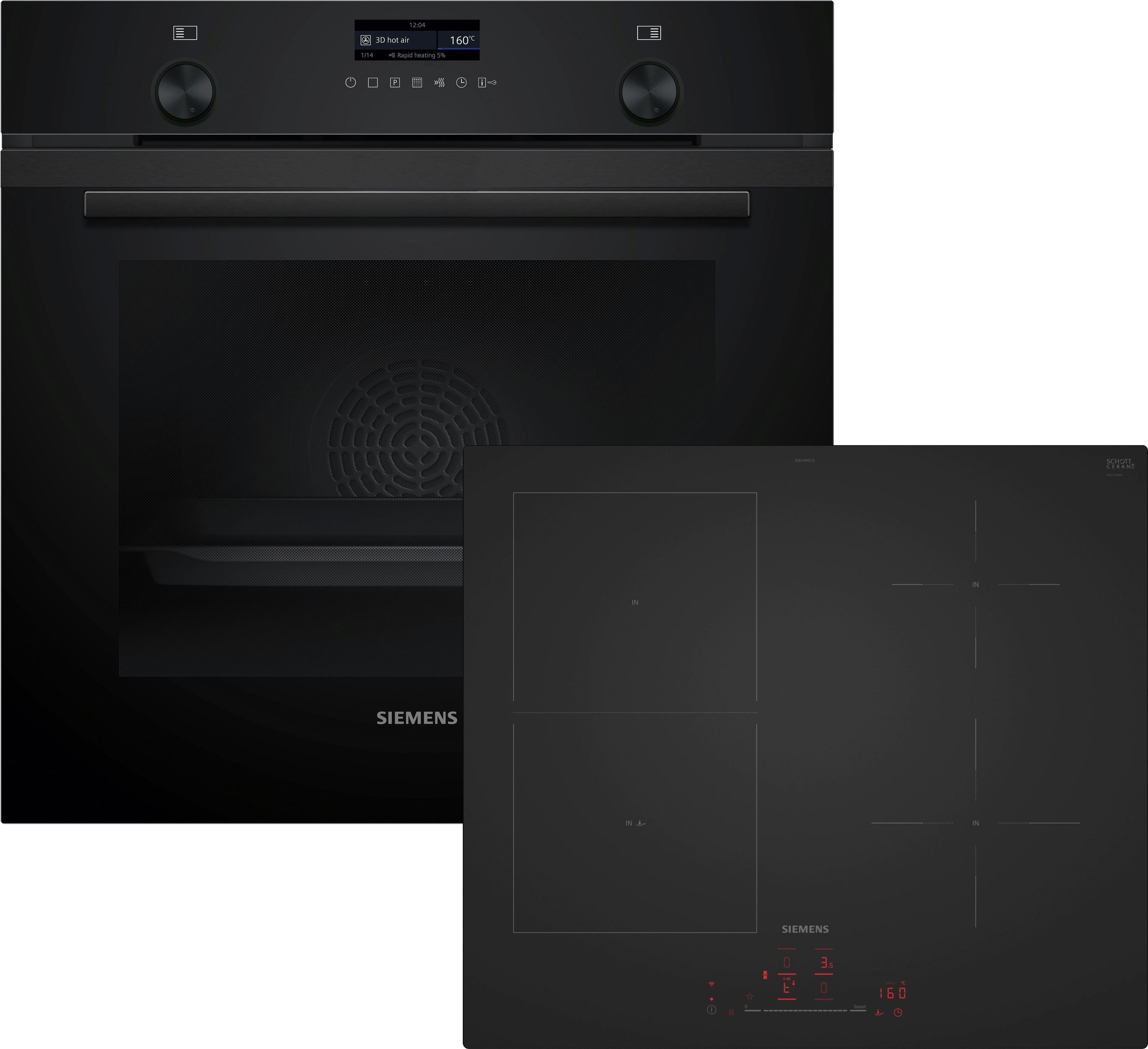 Backofenset PQ100J60PL Schwarz - Schwarz, MODERN, Glas/Metall (60cm) - Siemens