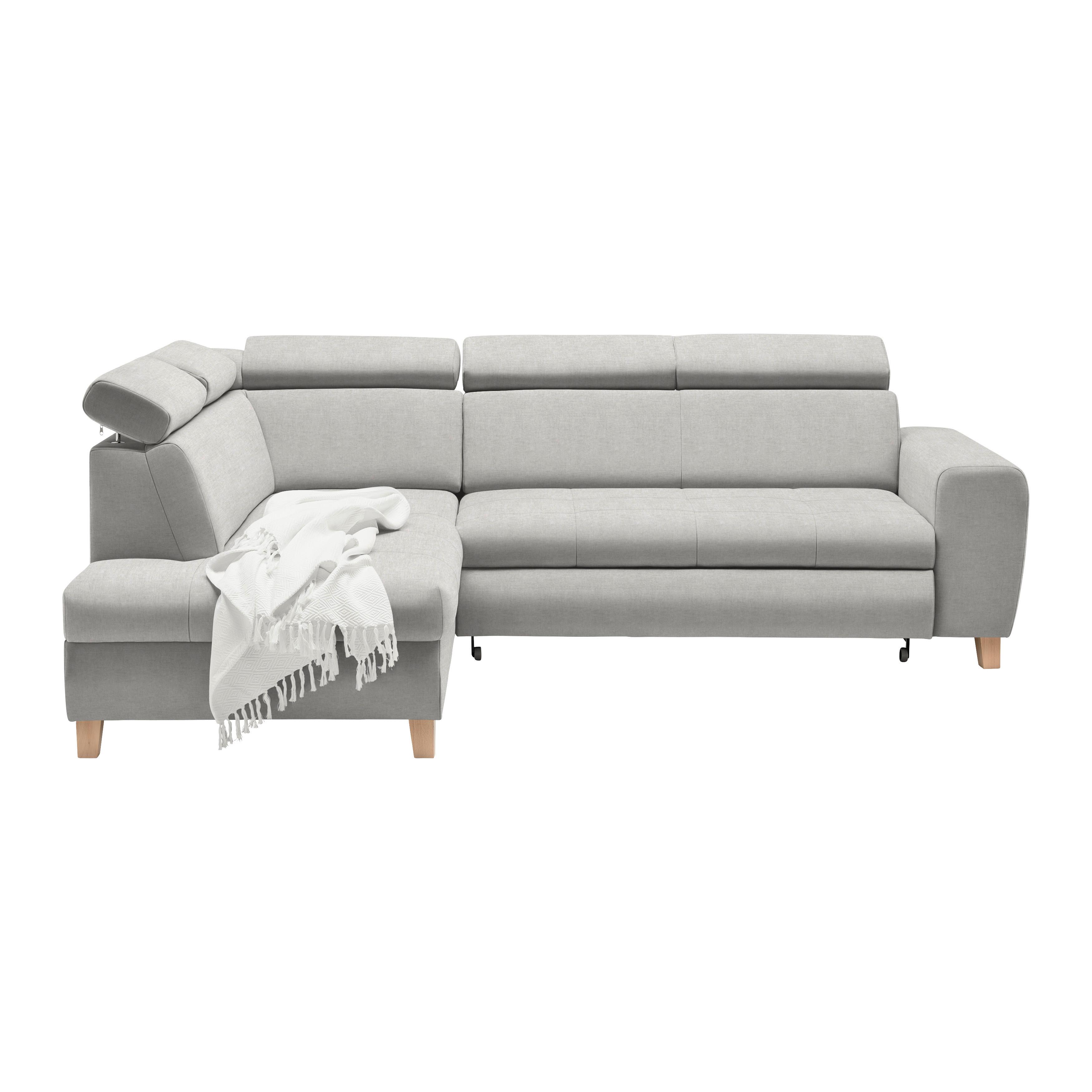 Ecksofa Lugo Hellgrau - Hellgrau, MODERN, Holz/Kunststoff (205/98/266cm) - Mömax