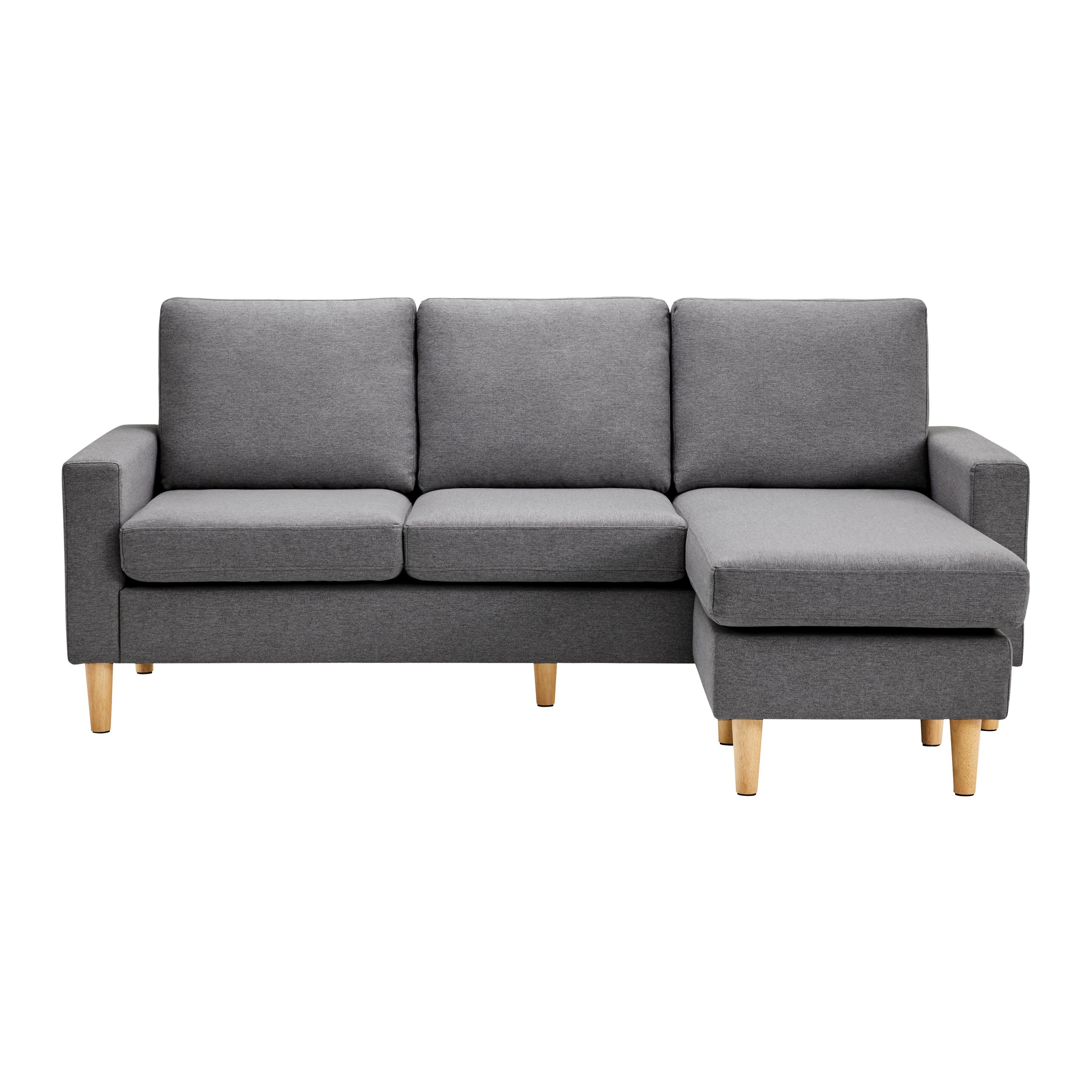 Sarokkanapé Noemie - szürke, Modern, textil/fa (198/86/78-135cm) - Bessagi Home