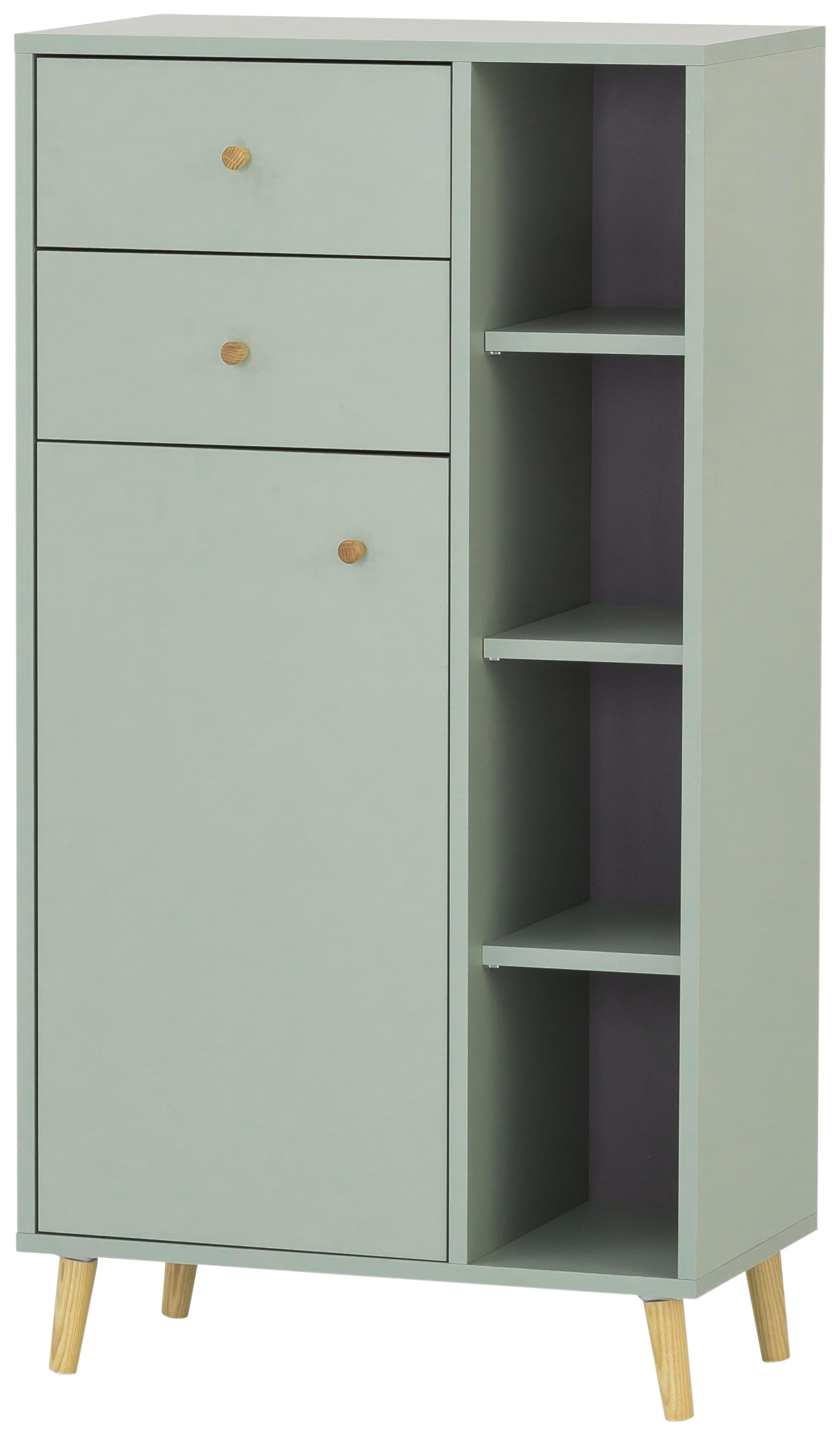 Visoka Komoda Bjarne, Zelena - zelena, Moderno, leseni material/les (60,2/113,4/33,1cm) - Stylife