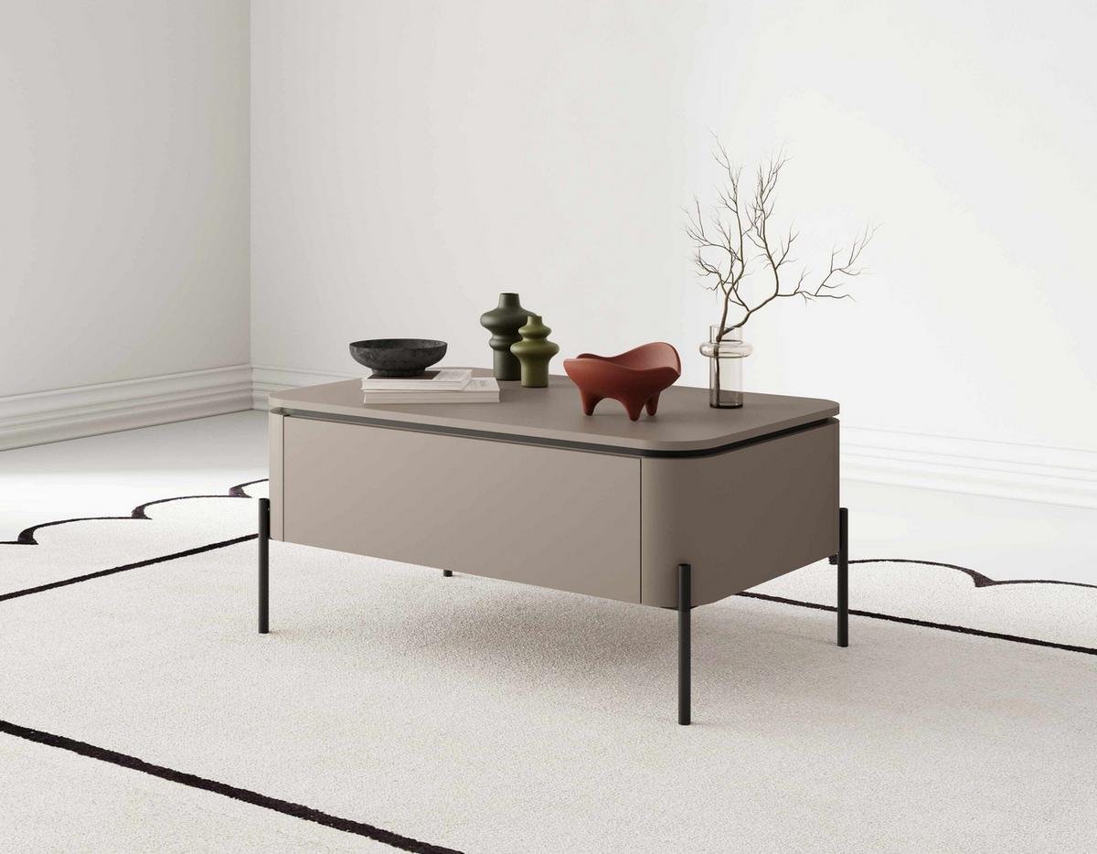 Dohányzóasztal Bello - bézs/fekete, Modern, faalapú anyag/fém (98/47/60cm)