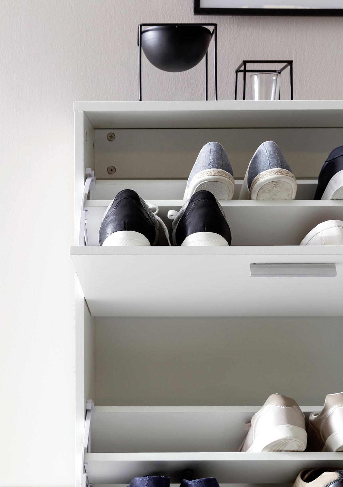 Omara Za Čevlje Sonoma, Bela - srebrne barve/bela, Konvencionalno, kovina/leseni material (120/81/24cm) - MID.YOU