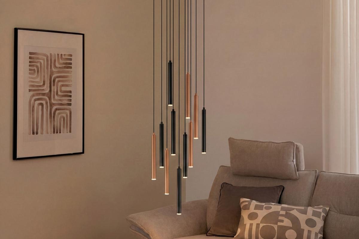 LAMPA WISZĄCA LED CALINA MR32169132 - czarny/biały, Design, tworzywo sztuczne/metal (40/150cm) - Musterring