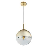 Hängeleuchte Varus in Godlfarben max. 40 Watt - Transparent/Goldfarben, Design, Glas/Metall (20/120cm) - Globo