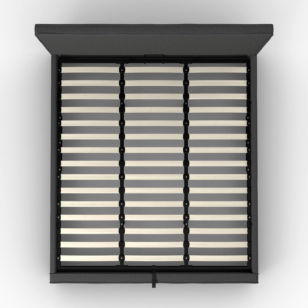 Polsterbett Gina Dunkelgrau ca. 180x200 cm Stauraum - Dunkelgrau/Schwarz, MODERN, Holz/Textil (180/200cm) - Bessagi Home