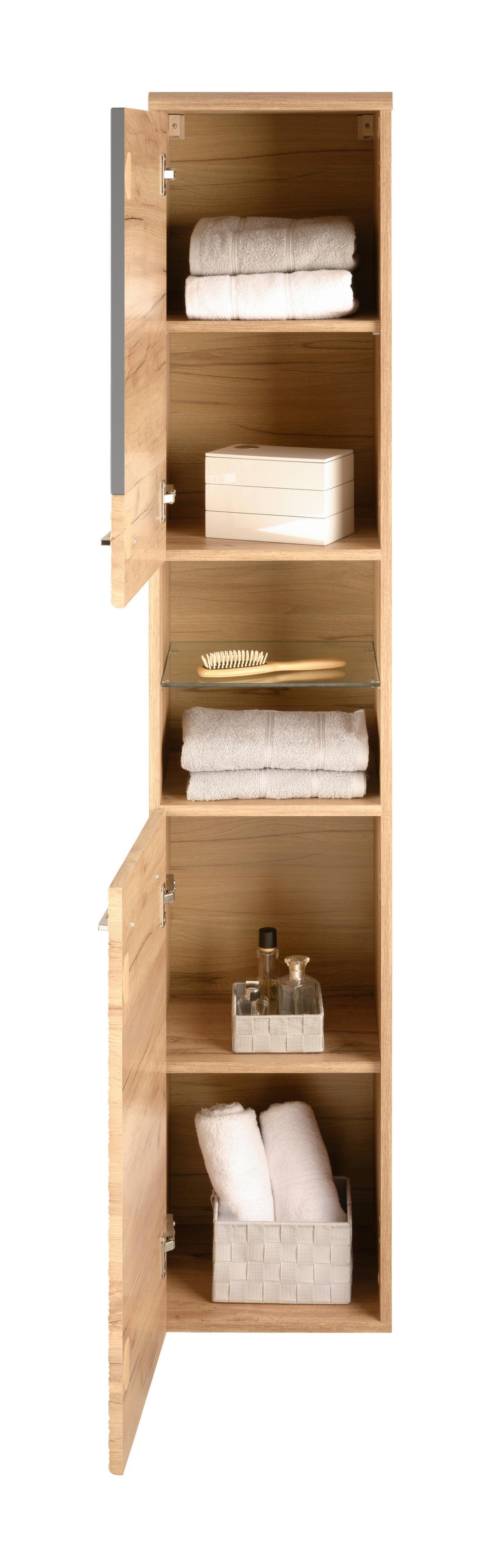Visoki Element Float - boje hrasta/boje kroma, Moderno, drvni materijal/metal (35/194/33cm) - Premium Living