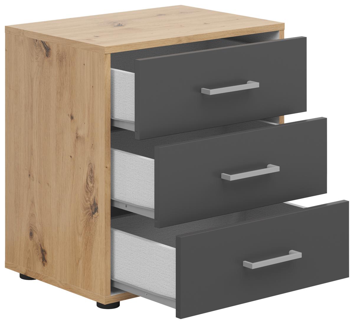NOPTIERA SMART 3 - stejar Artisan/antracit, Basics, material pe bază de lemn (50/54/35cm) - Modern Living