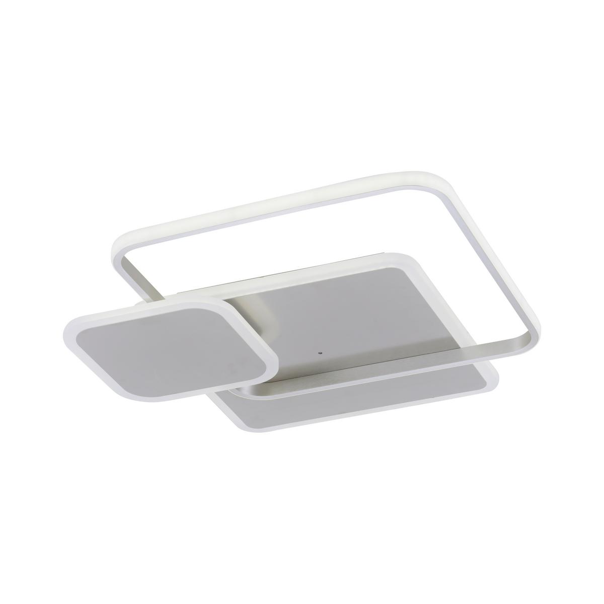 LED-Deckenleuchte Emilio in Silberfaben max. 50 Watt - Silberfarben, Design, Kunststoff/Metall (55/55/8cm) - Paul Neuhaus