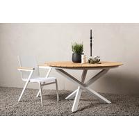 Gartentisch Mexico ca. 140x75 cm Alu Weiß/Teak - Weiß/Teakfarben, KONVENTIONELL, Holz/Metall (140/140/75cm) - Gardenson