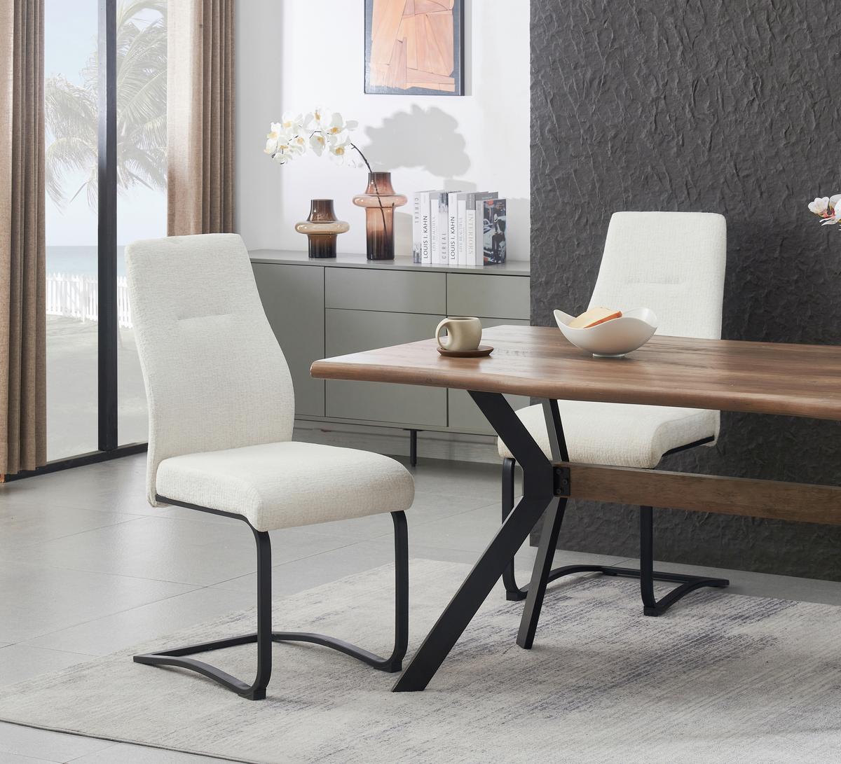 SCHWINGSTUHL-SET TINA - Creme/Schwarz, Modern, Textil/Metall (43/98/59cm) - MID.YOU