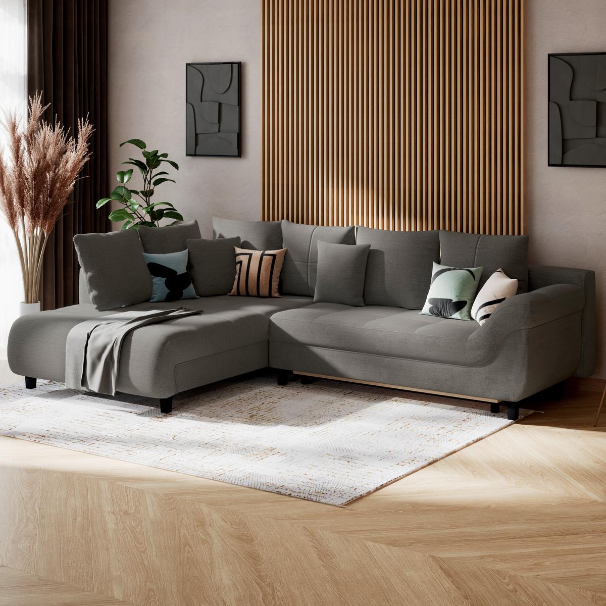 Kutna Garnitura Mendoza - crna/antracit, Konvencionalno, tekstil (197/309cm) - Modern Living