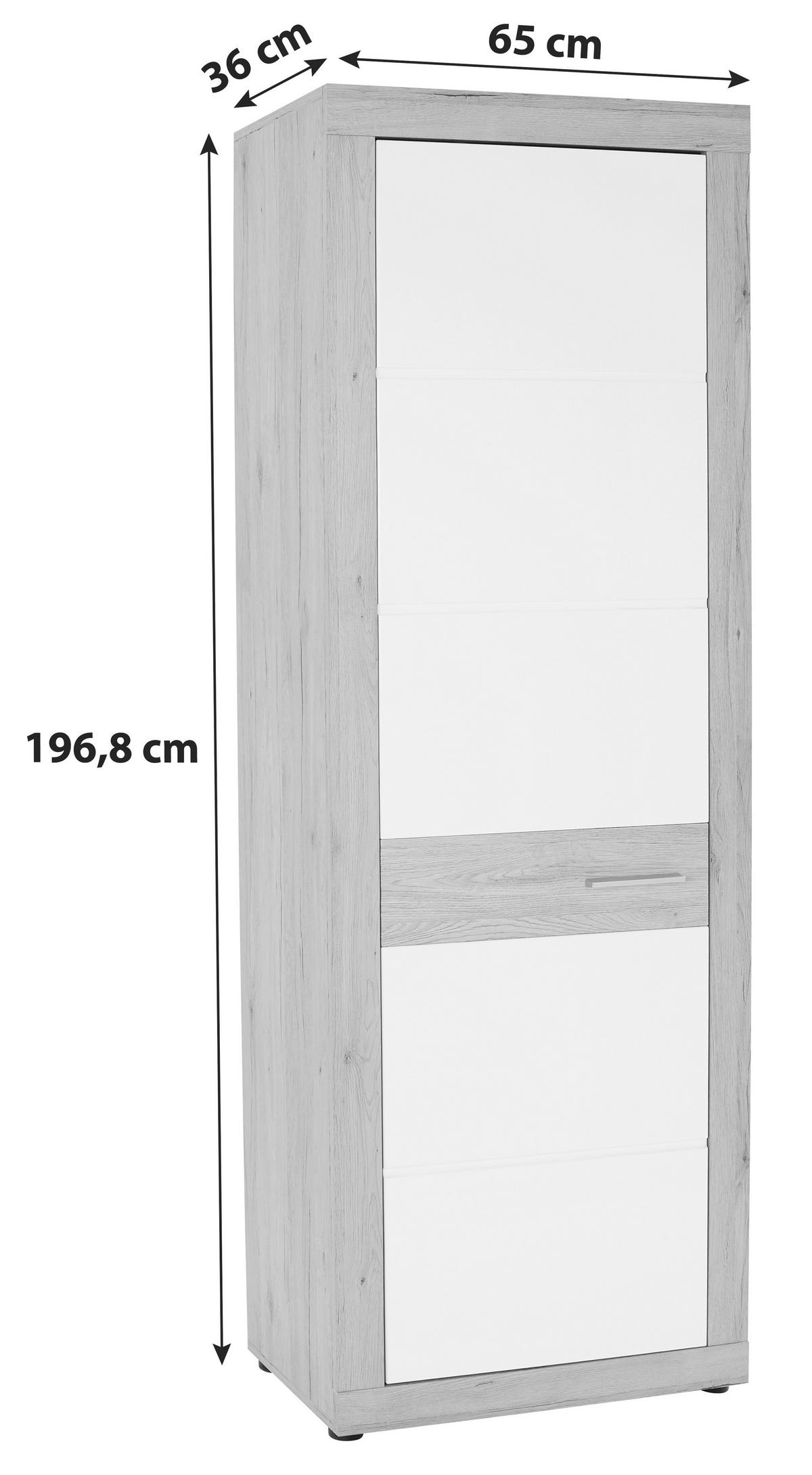Garderobni Ormar Malta - bijela/boje hrasta, Moderno, drvni materijal (65/196,8/36cm) - Modern Living