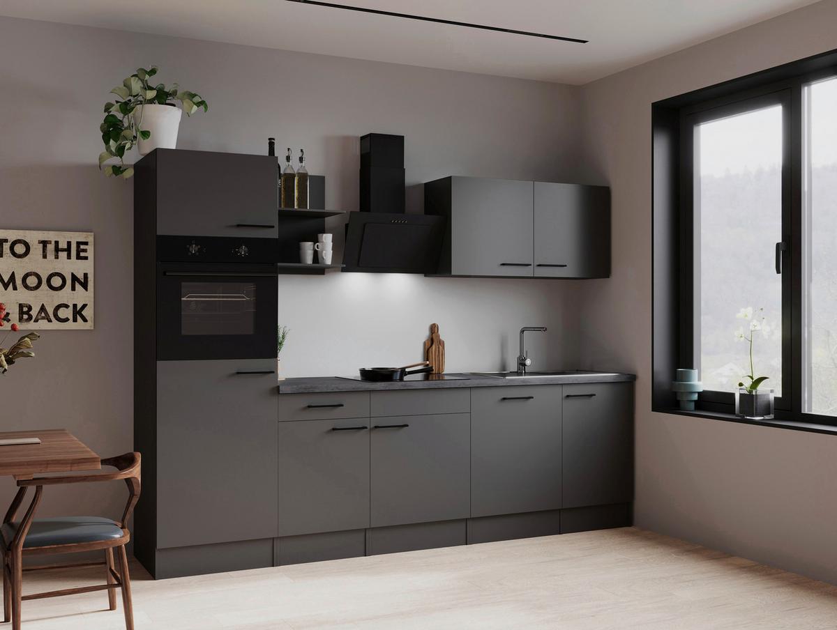 Küchenblock Oliver m. Geräten Grau - Grau, Trend, Holzwerkstoff/Metall (280l) - Respekta