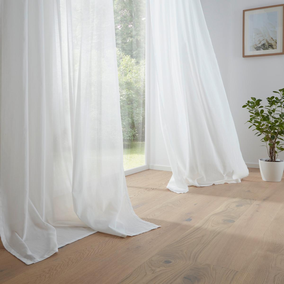 Fertigvorhang Bio-Luise 2 Stk. in Weiss ca. 140x255-267cm - Weiss, Natur, Textil (140/267cm) - ecoTree