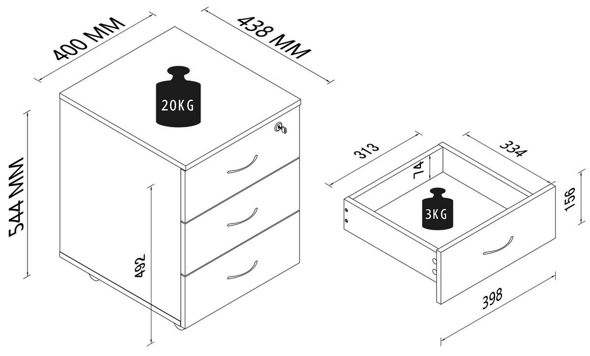 Predalnik Na Kolescih Baula L, Bela - srebrne barve/bela, Design, kovina/umetna masa (40/54/44cm) - MID.YOU