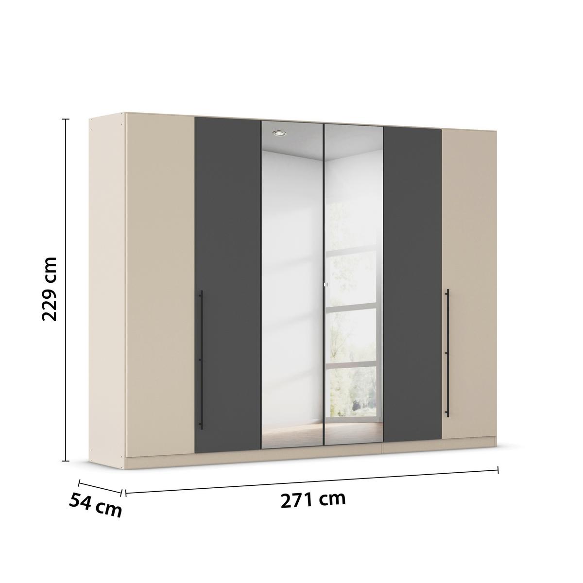 Șifonier Safari - gri/șampanie, Konventionell, material pe bază de lemn (271/229/54cm)