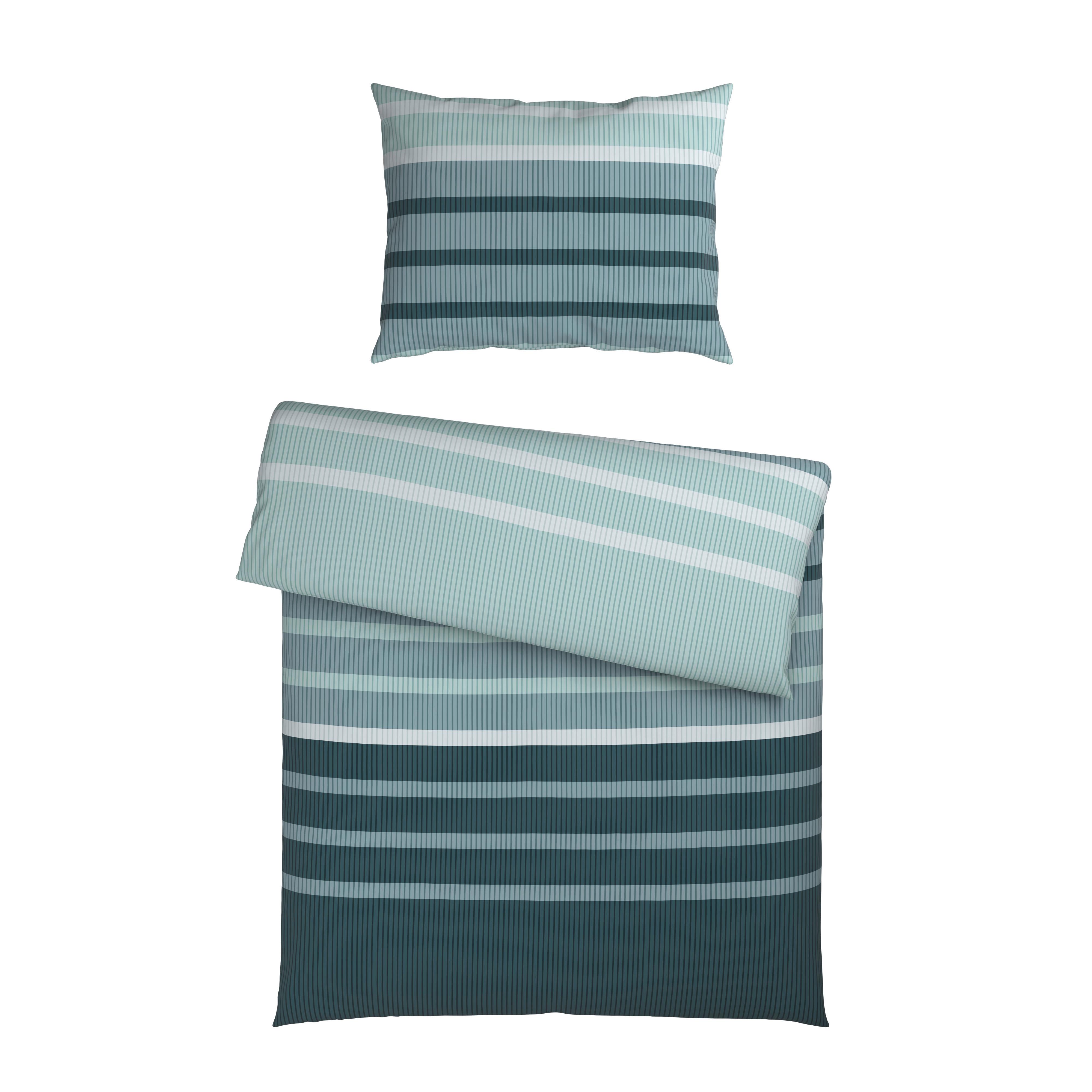 Bettwäsche Streif Blau/Schwarz ca. 140x200cm - Blau/Schwarz, KONVENTIONELL, Textil (140/200cm) - Mömax
