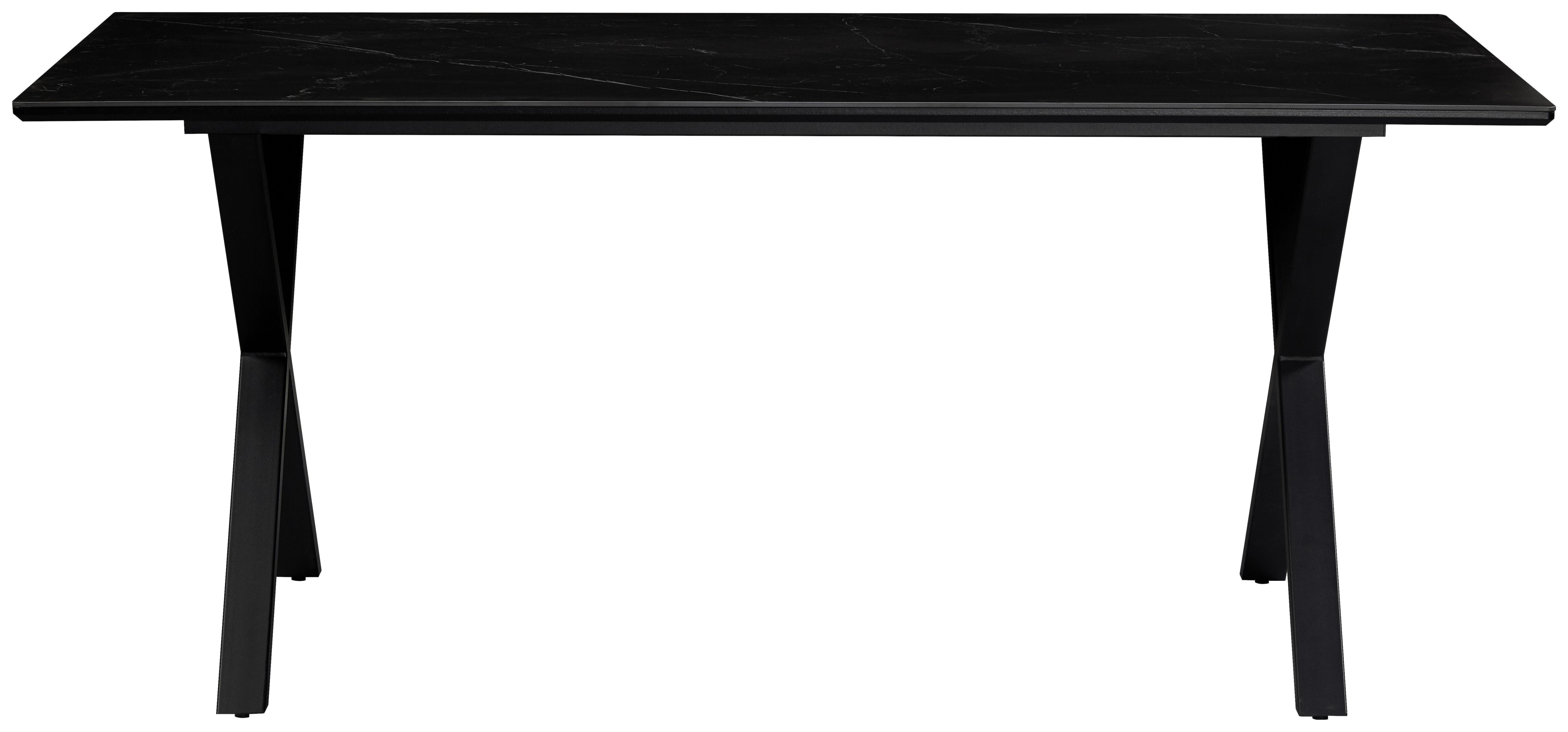 Esstisch Lorenzo Schwarz ca. 180x76x90cm - Schwarz, MODERN, Holzwerkstoff/Stein (180/90/76cm) - Mömax