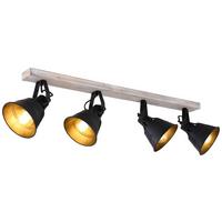 Strahler Günther Goldfarben max. 60 Watt - Goldfarben/Schwarz, Trend, Holz/Metall (82/17,5/18cm) - Globo