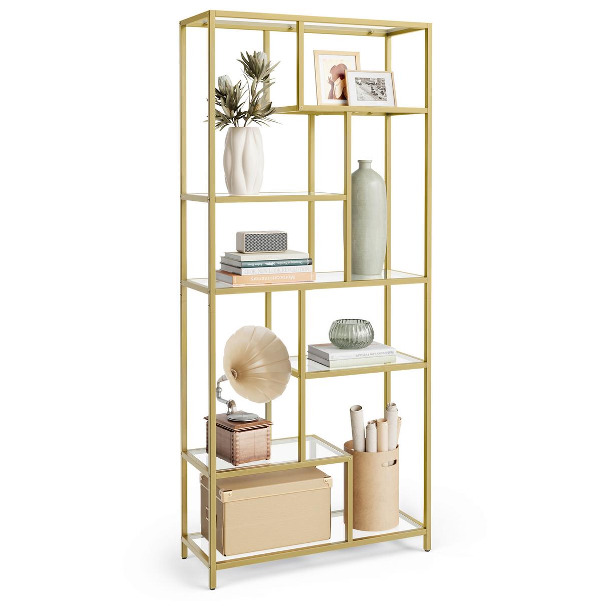 REGAL GLASS SHELVES - Goldfarben, MODERN, Glas/Metall (80/180/30cm) - MID.YOU