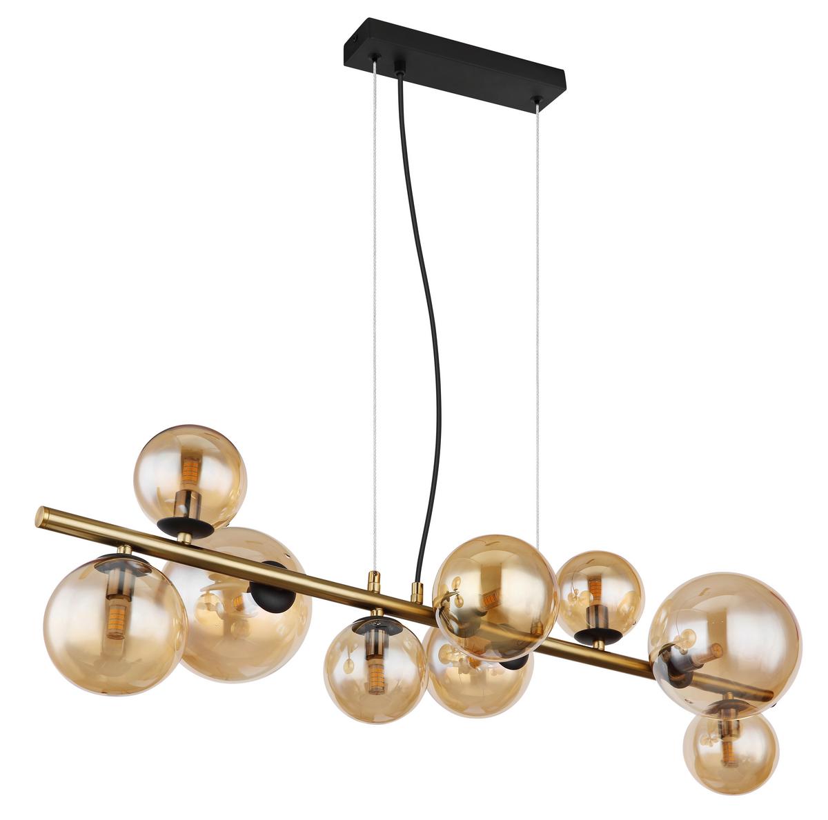 Viseča Led-svetilka Riha, S Sijalko - črna/barve medenine, Design, kovina/steklo (86,6/36/120cm) - Globo
