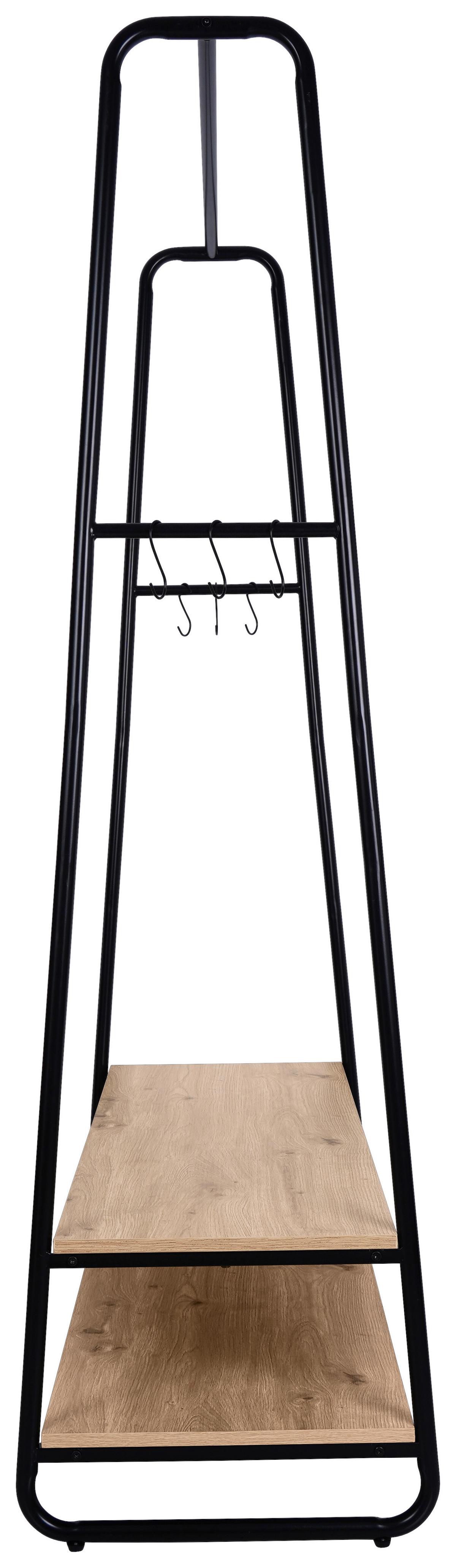 WIESZAK STOJĄCY TARA - kolor naturalny/czarny, Basics, materiał drewnopochodny/metal (100/160/45cm) - Milino