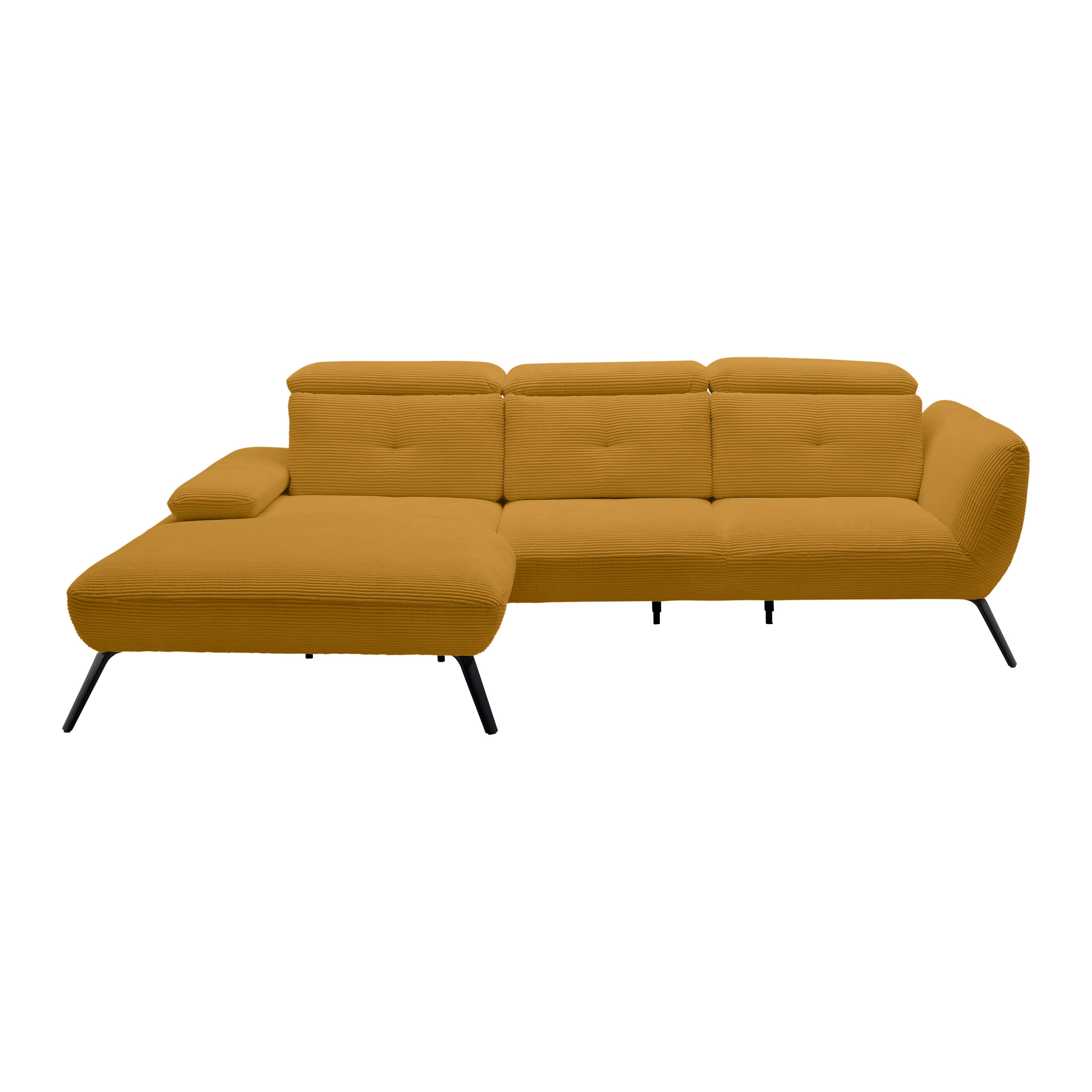 Wohnlandschaft Seattle Senfgelb - Senfgelb/Schwarz, MODERN, Holzwerkstoff/Textil (196/301cm) - Premium Living