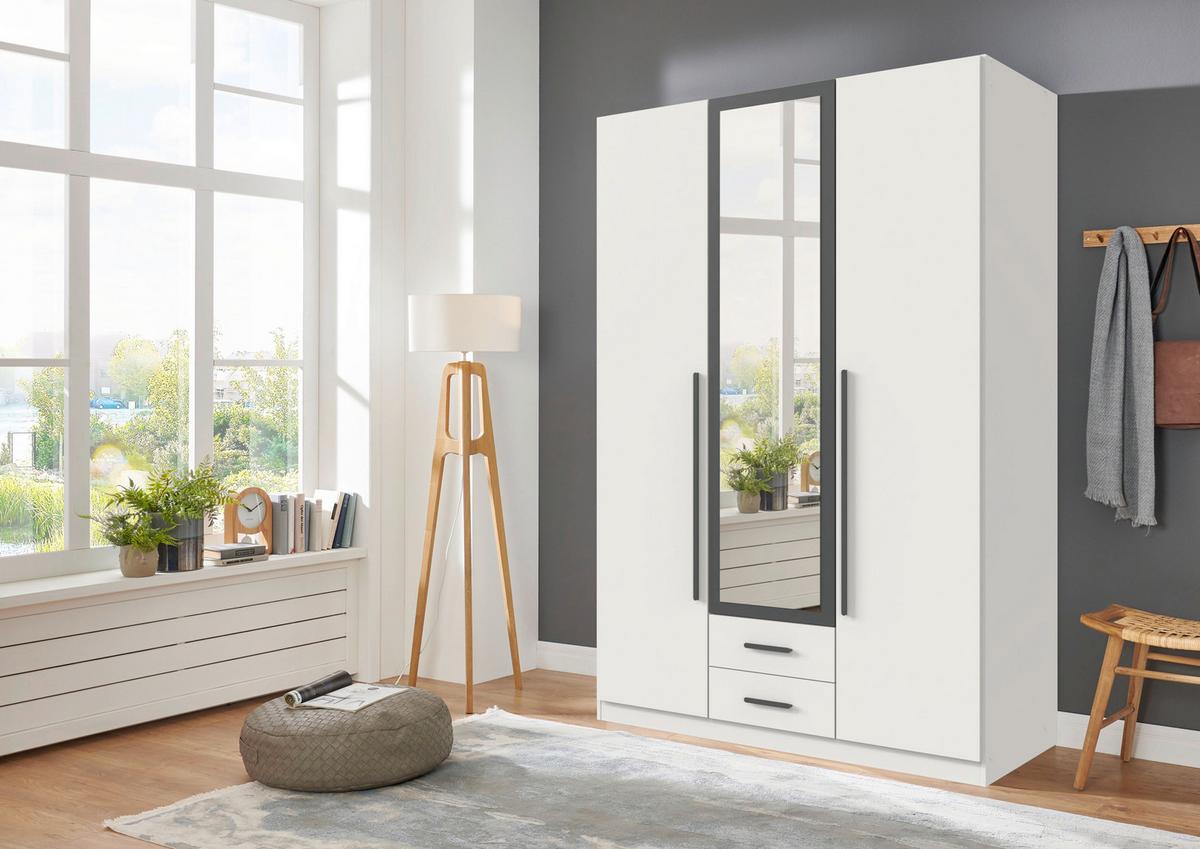 Drehtürenschrank Marburg Graphitfarben/Weiß - Graphitfarben/Weiß, KONVENTIONELL, Glas/Holzwerkstoff (135/199/58cm) - Mömax