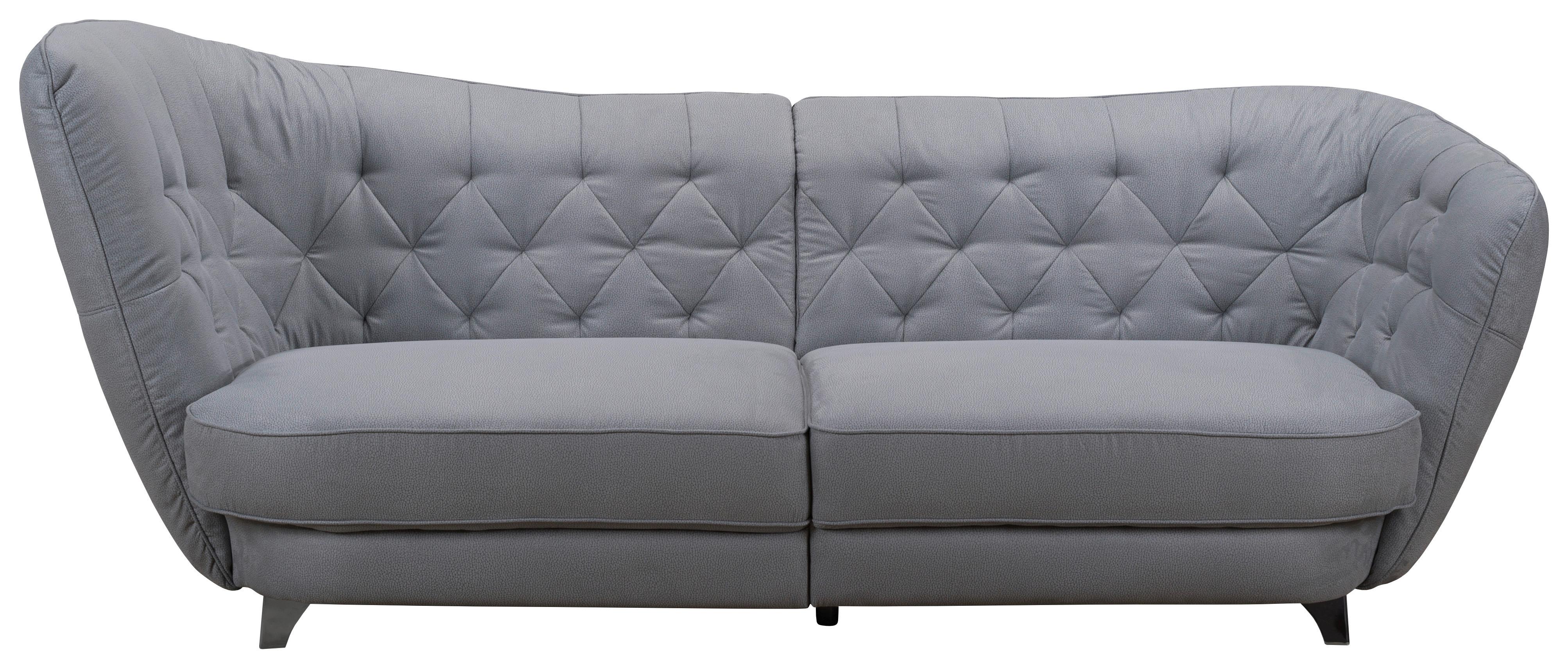 Megasofa "Retro" , grau - Chromfarben/Grau, MODERN, Textil/Metall (256/85/115cm) - MID.YOU