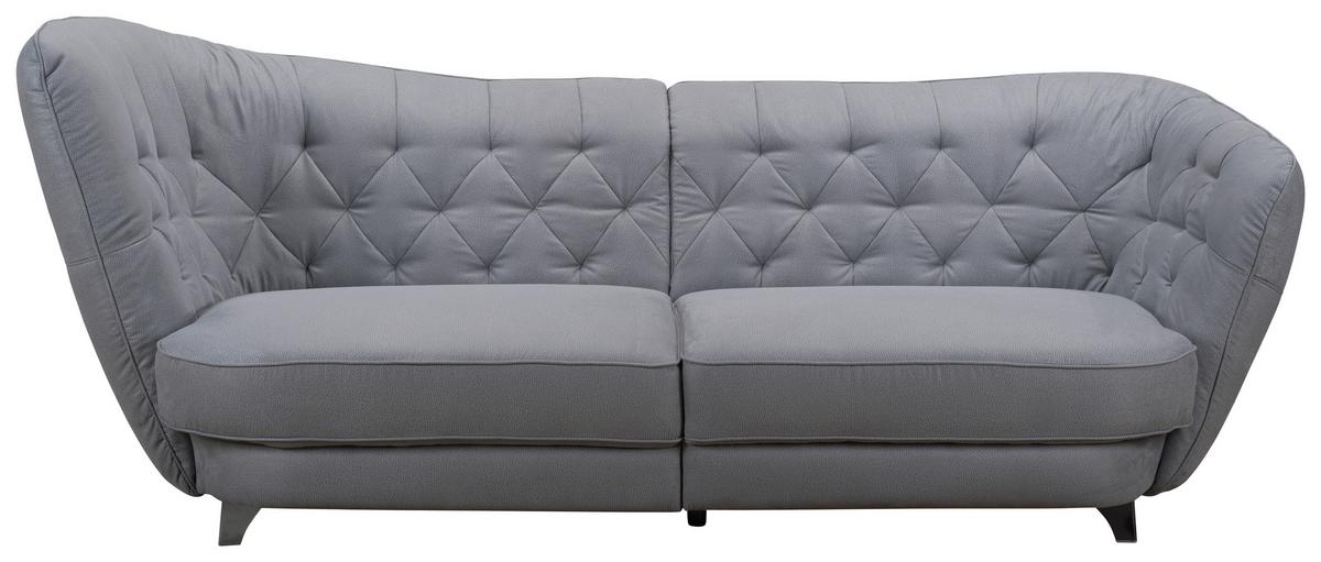 Megasofa "Retro" , grau - Chromfarben/Grau, MODERN, Textil/Metall (256/85/115cm) - MID.YOU