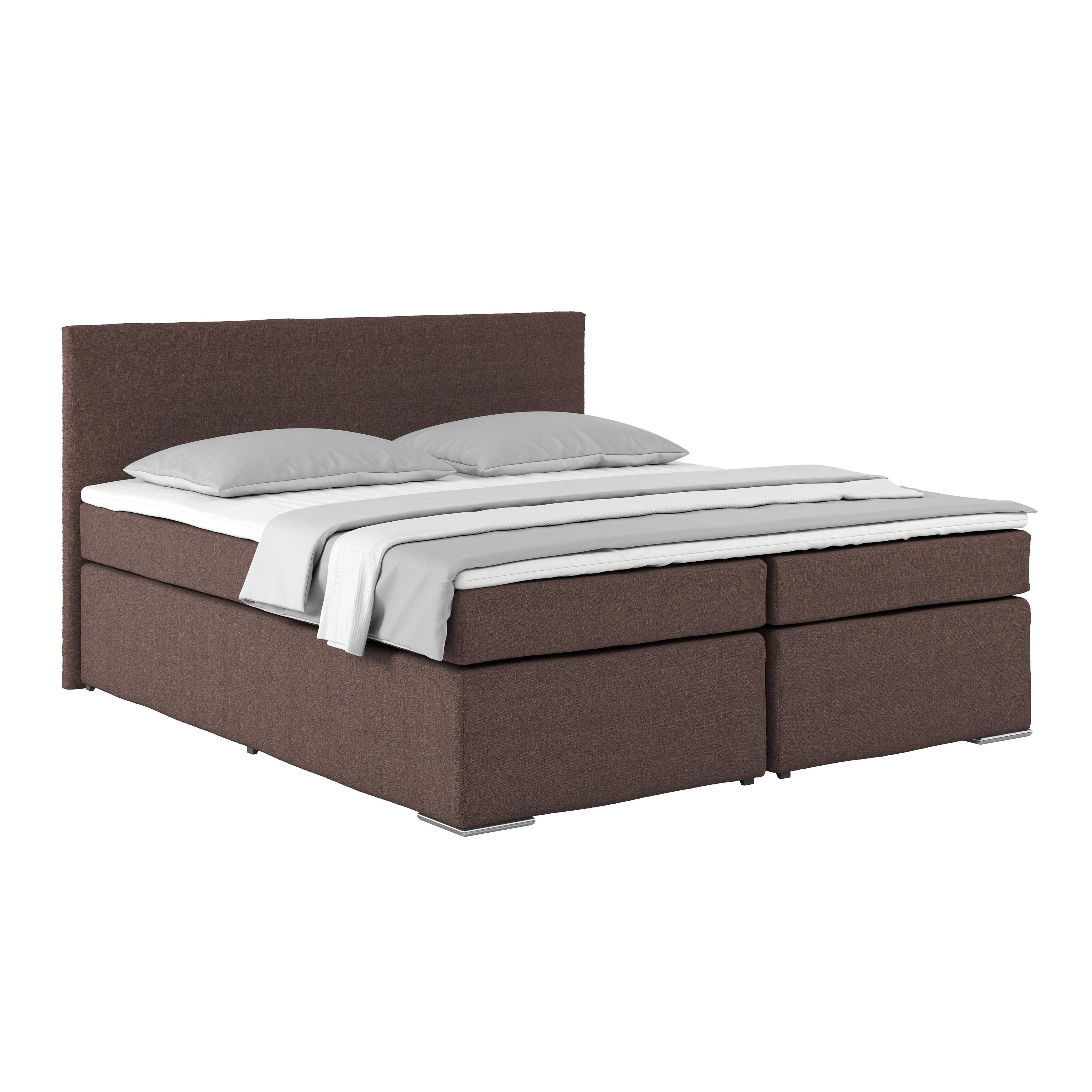 Boxspring Krevet Nero - boje kroma/smeđa, Konvencionalno, tekstil/metal (180/200cm) - Best Price