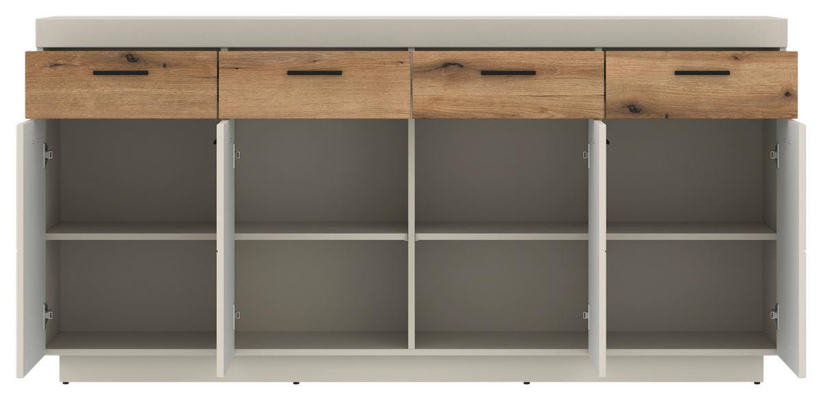 Comodă cu uși LIGHTNING - cașmir/culoare lemn stejar, Modern, material pe bază de lemn (180/88,4/41,6cm) - Modern Living