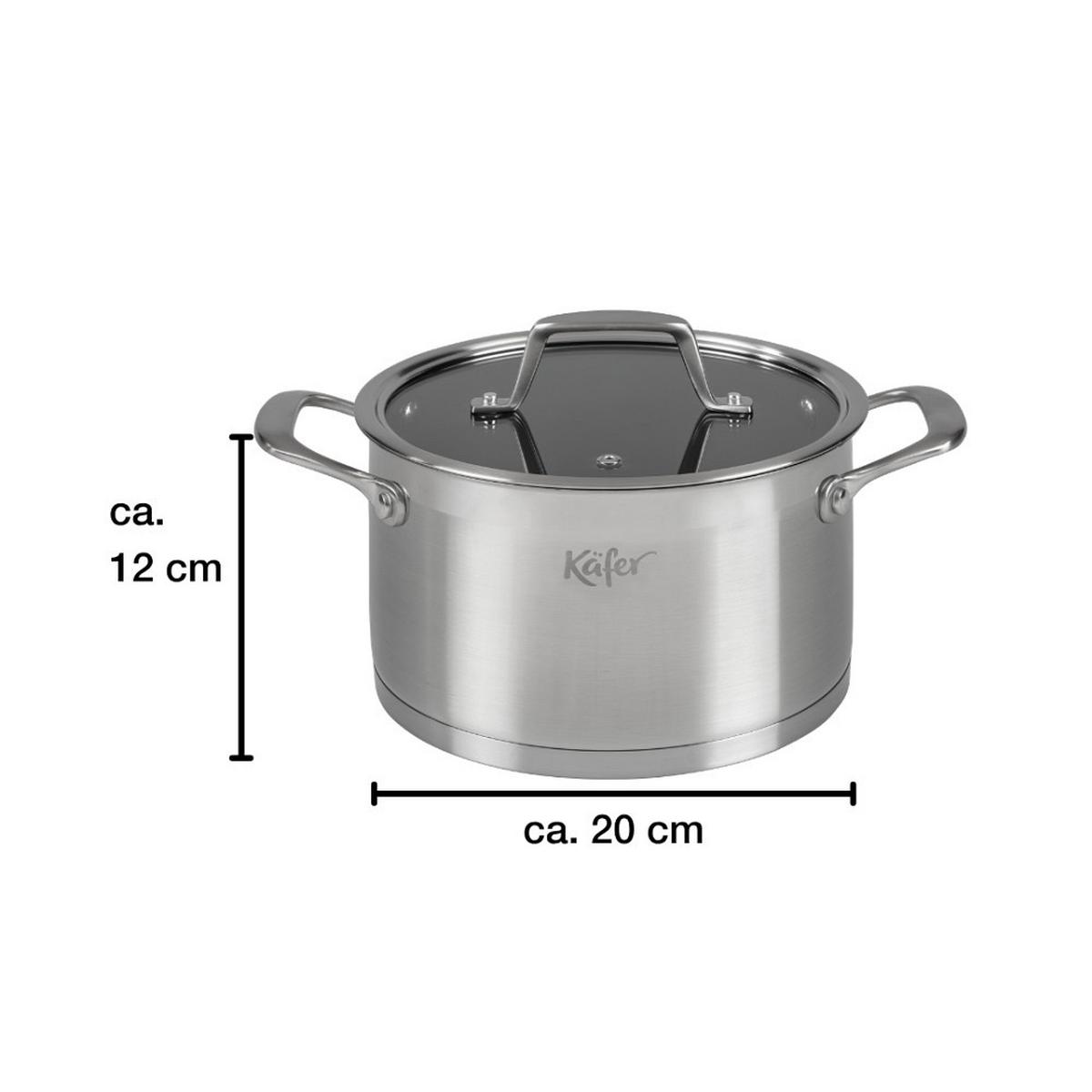Főzőedény 4484-Ka - nemesacélszínű, Basics, üveg/fém (20cm) - Käfer