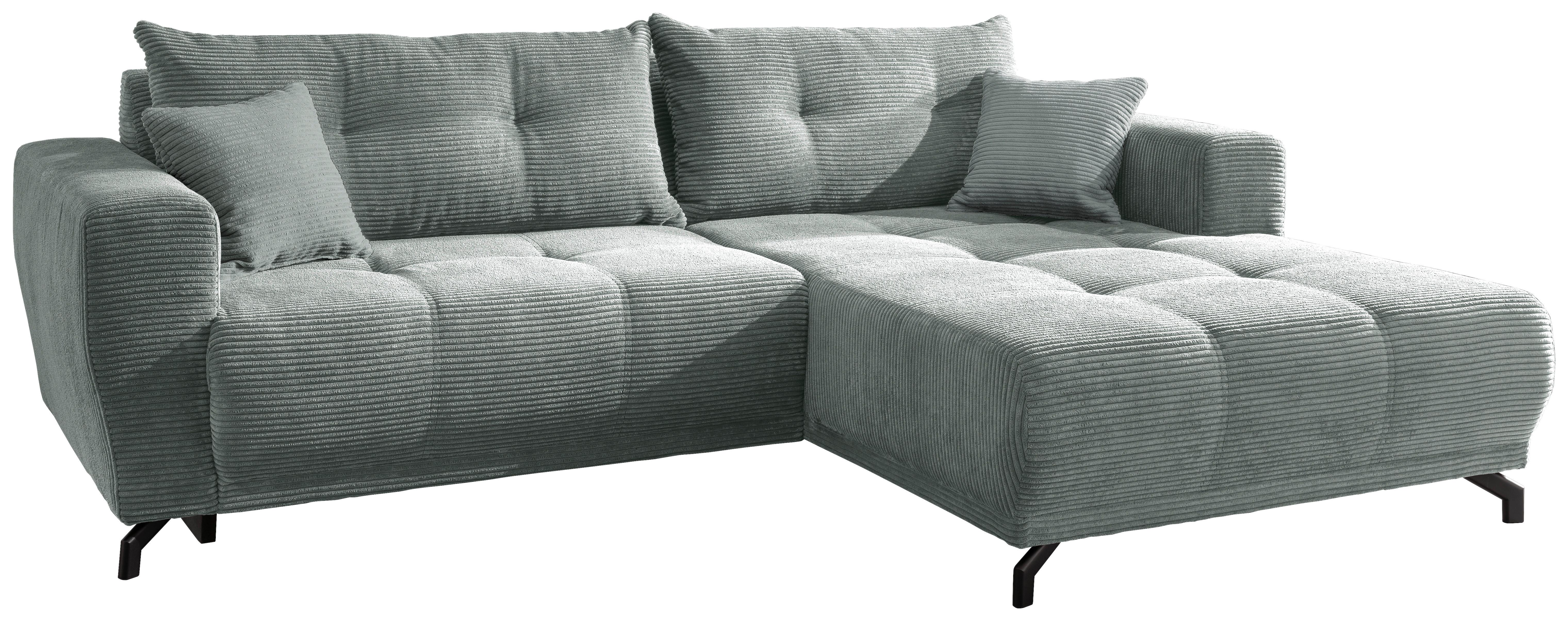 Wohnlandschaft Restato Hellblau Cord - Schwarz/Hellblau, MODERN, Holz/Textil (246/177cm) - MID.YOU