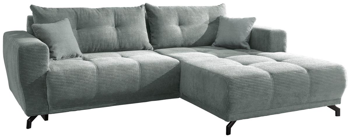 Wohnlandschaft Restato Hellblau Cord - Schwarz/Hellblau, MODERN, Holz/Textil (246/177cm) - MID.YOU