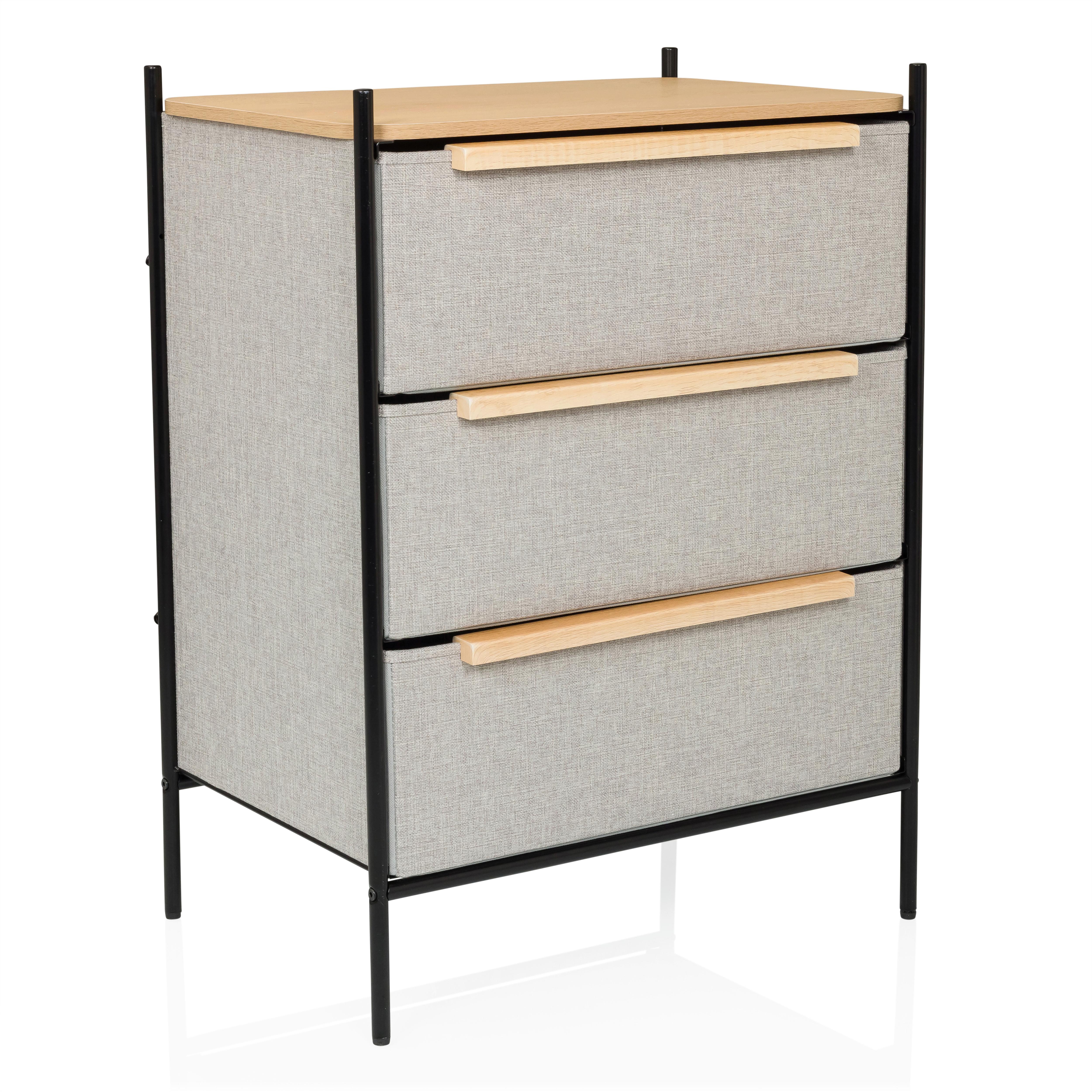 Komoda Stuvar, Rjavosiva - svetlo rjava/rjavosiva, Moderno, kovina/leseni material (58/79/39cm) - MID.YOU