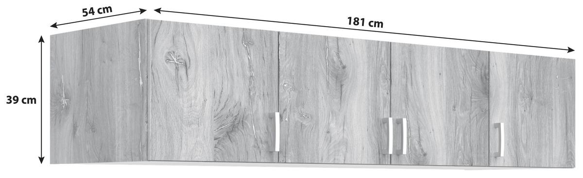 Nastavek Za Omaro Brando 4, Barva Hrasta, Š. 181 Cm - srebrne barve/barve hrasta, Konvencionalno, umetna masa/leseni material (181/39cm)